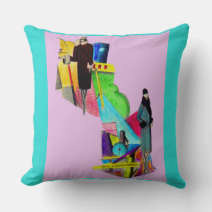 1930s art deco women print cushion