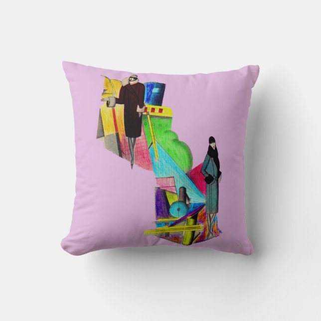 1930s art deco women print cushion (Front)