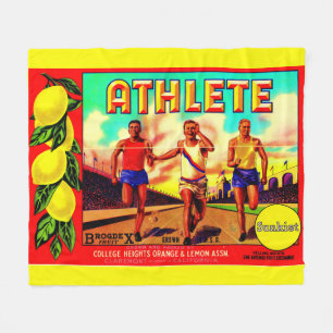 1930s Athlete fruit crate label Fleece Blanket