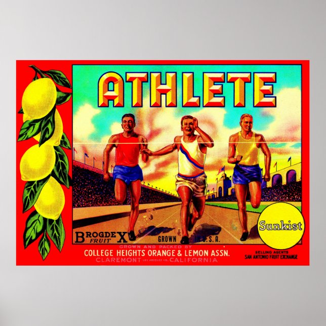 1930s Athlete fruit crate label Poster (Front)