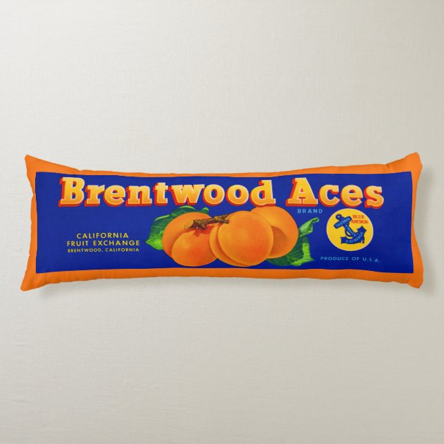 1930s Brentwood Aces apricots crate label Body Cushion (Front)