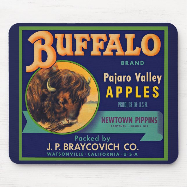 1930s Buffalo Brand Apples crate label print Mouse Pad (Front)