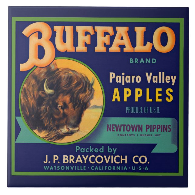 1930s Buffalo Brand Apples crate label print Tile (Front)