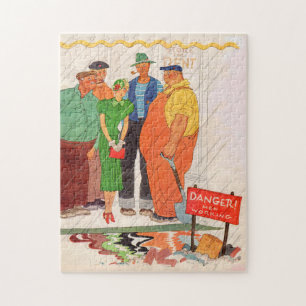 1930s burly men and pretty lady jigsaw puzzle