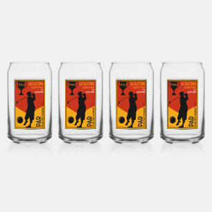 1930's Classic Golf Art Print Can Glass