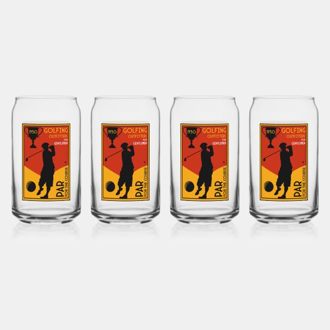 1930's Classic Golf Art Print Can Glass (Front)