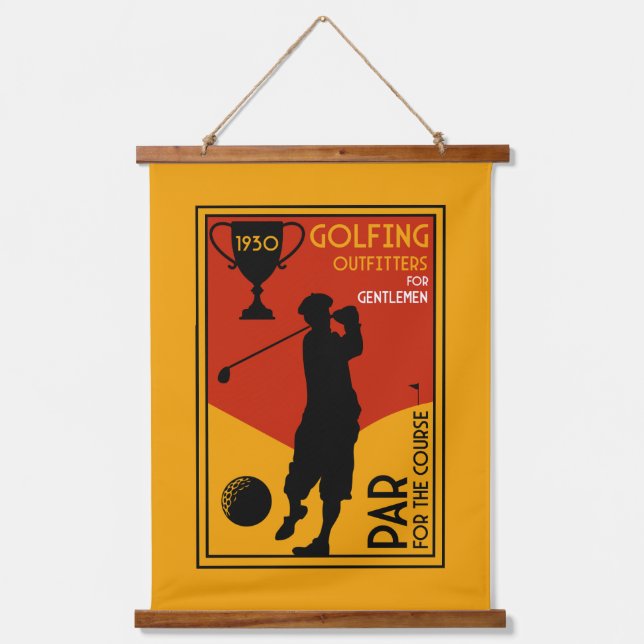 1930's Classic Golf Art Print Hanging Tapestry (Front)