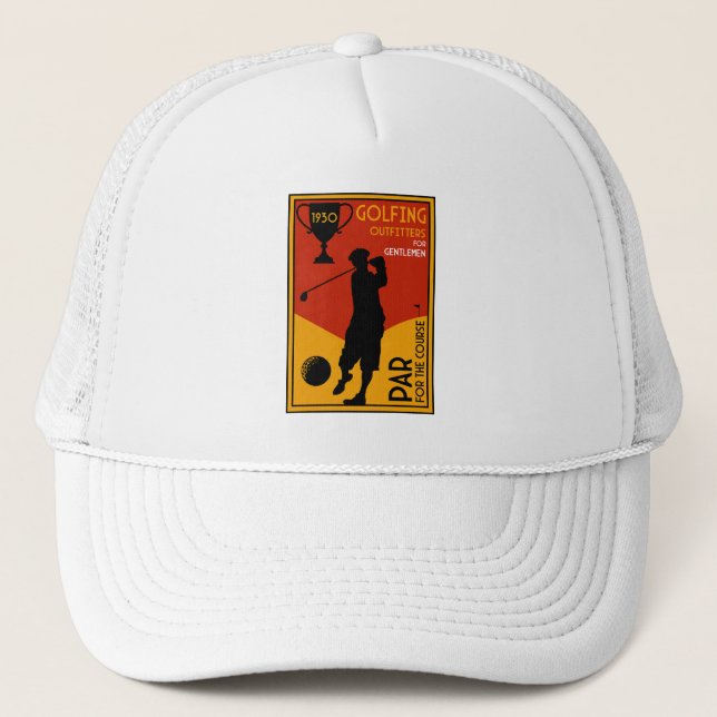 1930's Classic Golf Art Print Trucker Hat (Front)