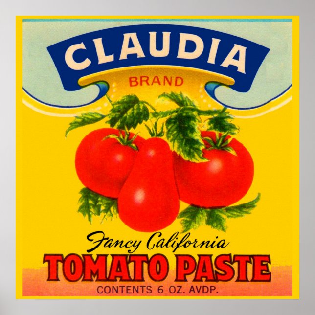 1930s Claudia tomato paste label Poster (Front)