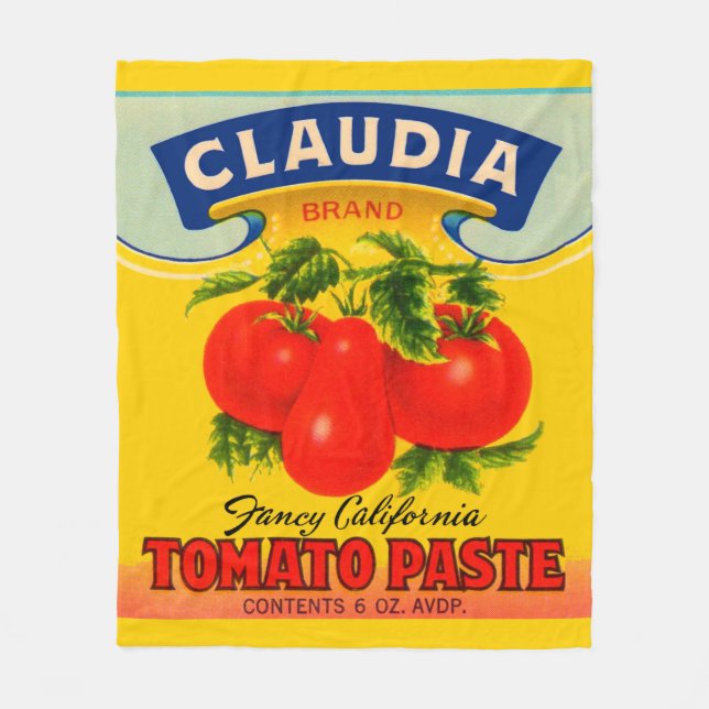 1930s Claudia tomato paste label print Fleece Blanket (Front)