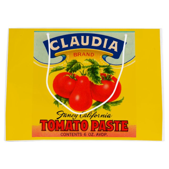 1930s Claudia tomato paste label print Large Gift Bag (Front)