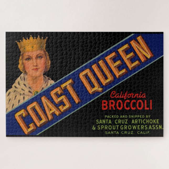  1930s Coast Queen broccoli crate label Jigsaw Puzzle (Horizontal)