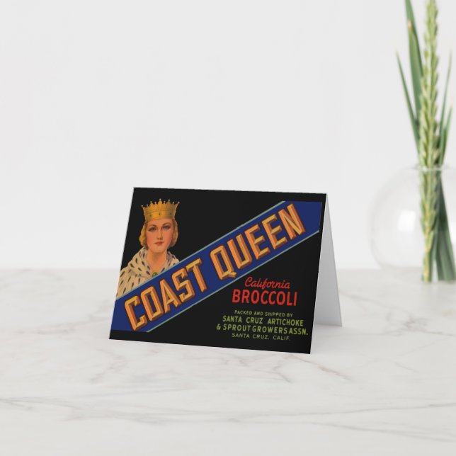  1930s Coast Queen broccoli crate label  Note Card (Front)