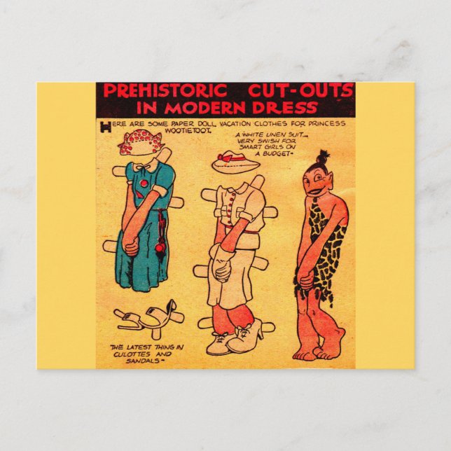 1930s comic strip paper doll Princess Wootietoot Postcard (Front)