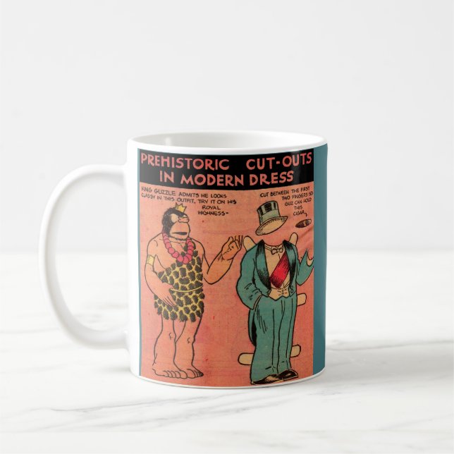 1930s comics cave man paper doll King Guzzle Coffee Mug (Left)