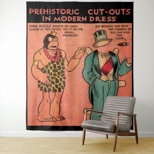 1930s comics cave man paper doll King Guzzle Tapestry (In Situ)