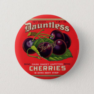 1930s Dauntless Cherries in Heavy Syrup can label 6 Cm Round Badge