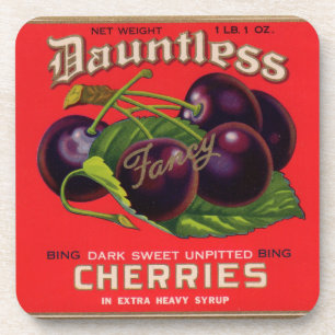 1930s Dauntless Cherries in Heavy Syrup can label Coaster