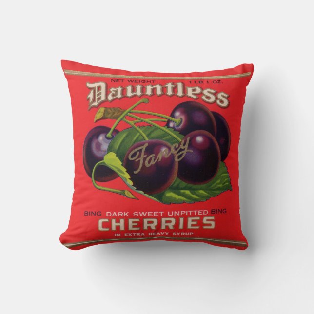1930s Dauntless Cherries in Heavy Syrup can label Cushion (Front)
