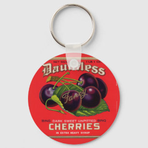 1930s Dauntless Cherries in Heavy Syrup can label Key Ring