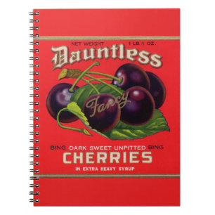 1930s Dauntless Cherries in Heavy Syrup can label Spiral Notebook