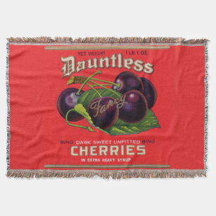1930s Dauntless Cherries in Heavy Syrup can label Throw Blanket