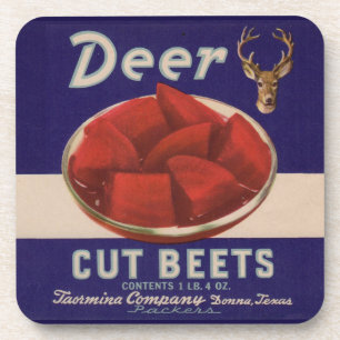 1930s Deer Cut Beets can label Coaster