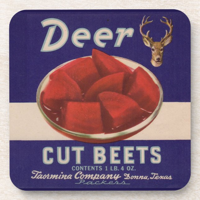 1930s Deer Cut Beets can label Coaster (Front)