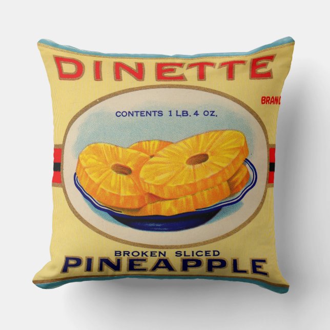 1930s Dinette pineapple brand label Cushion (Front)