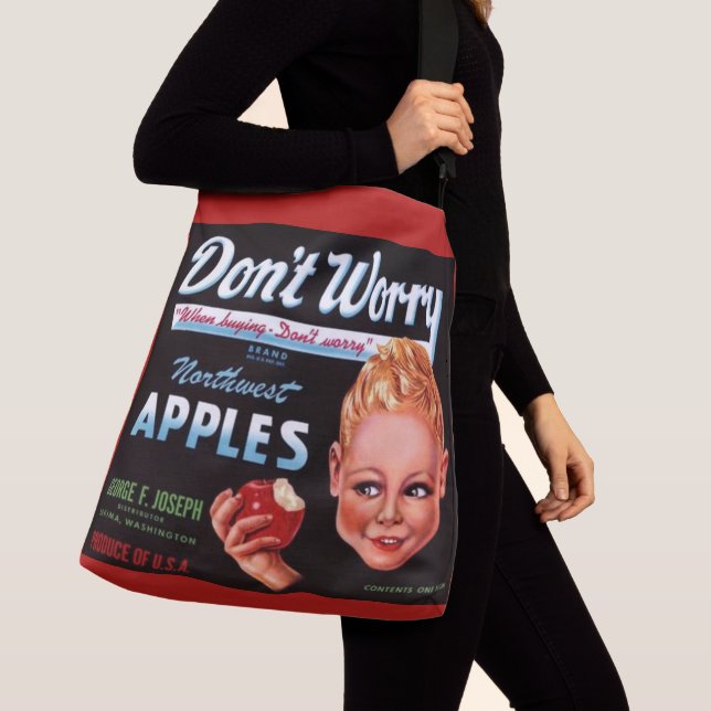 1930s Don’t Worry brand apples fruit crate label Crossbody Bag (Close Up)