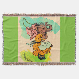 1930s dressed elephant playing jump rope throw blanket