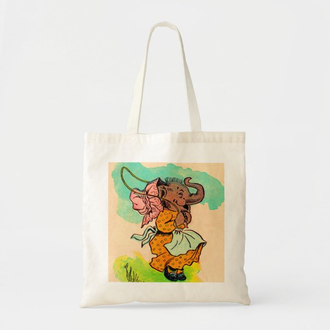 1930s dressed elephant playing jump rope tote bag (Front)