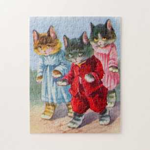 1930s dressed kittens in the rain jigsaw puzzle