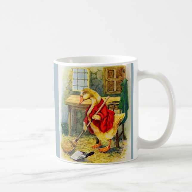 1930s duck sweeping the floor coffee mug (Right)