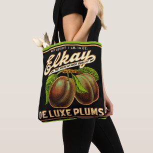 1930s Elkay Deluxe Plums label print Tote Bag