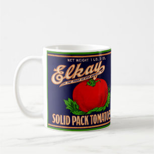 1930s Elkay Solid Pack Tomatoes can label Coffee Mug