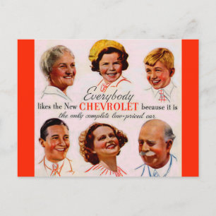 1930s Everybody Likes Chevrolet Postcard