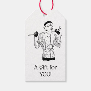 1930s Fashionable Lady Golfer with Golf Club Gift Tags