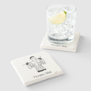 1930s Fashionable Lady Golfer with Golf Club Stone Coaster