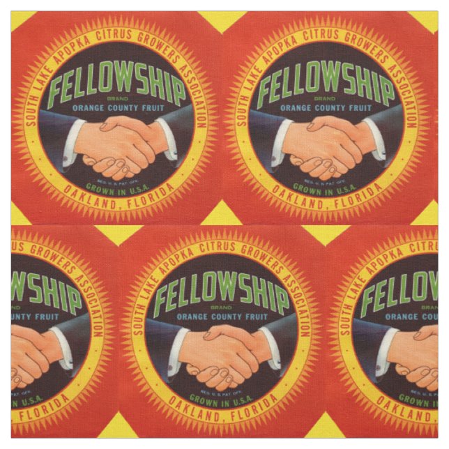 1930s Fellowship Citrus label print Fabric (Swatch)