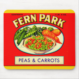 1930s Fern Park peas and carrots label Mouse Pad