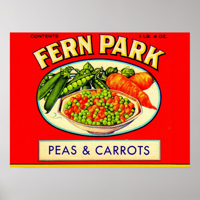1930s Fern Park peas and carrots label Poster (Front)