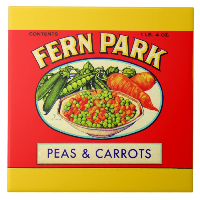 1930s Fern Park peas and carrots label Tile (Front)