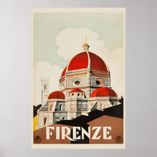 1930s Firenze Florence Italy Duomo Vintage Style Poster