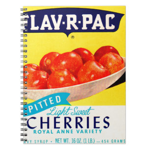 1930s Flav-R-Pac pitted cherries label Spiral Notebook