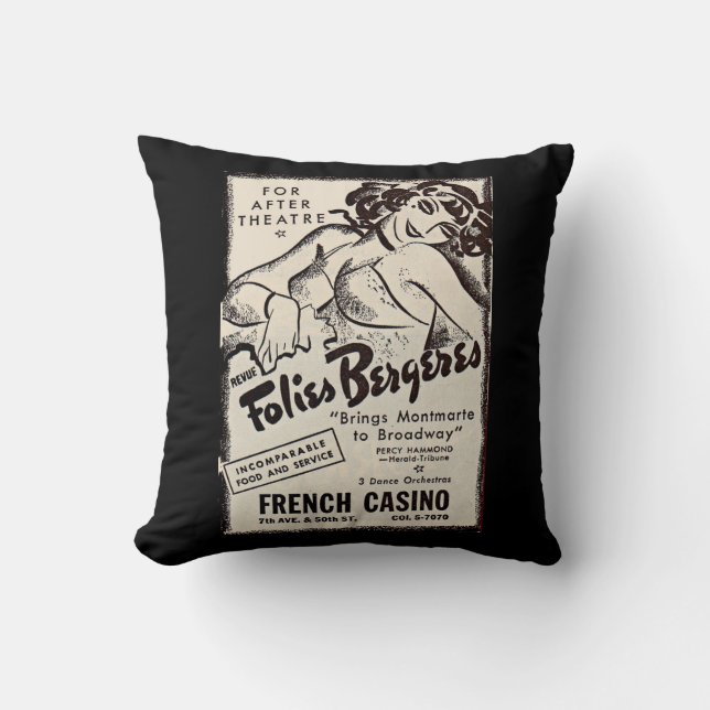 1930s Folies Bergere ad print Cushion (Front)