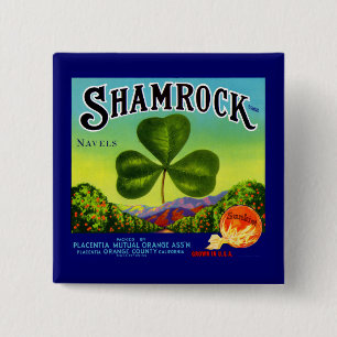 1930s fruit crate label Shamrock Navel Oranges 15 Cm Square Badge