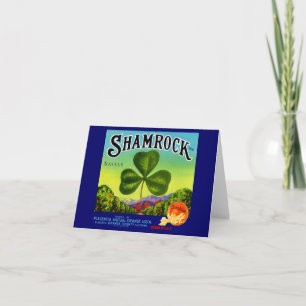 1930s fruit crate label Shamrock Navel Oranges Note Card