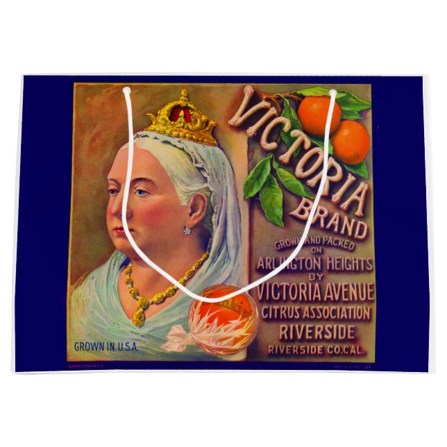 1930s fruit crate label Victoria brand oranges Large Gift Bag (Front)