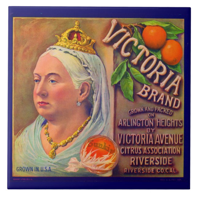 1930s fruit crate label Victoria brand oranges Tile (Front)